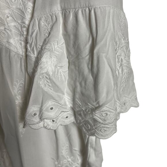 Soft Surroundings Melissani White Embroidered Eyelet Tunic Blouse Size Large - Picture 9 of 15